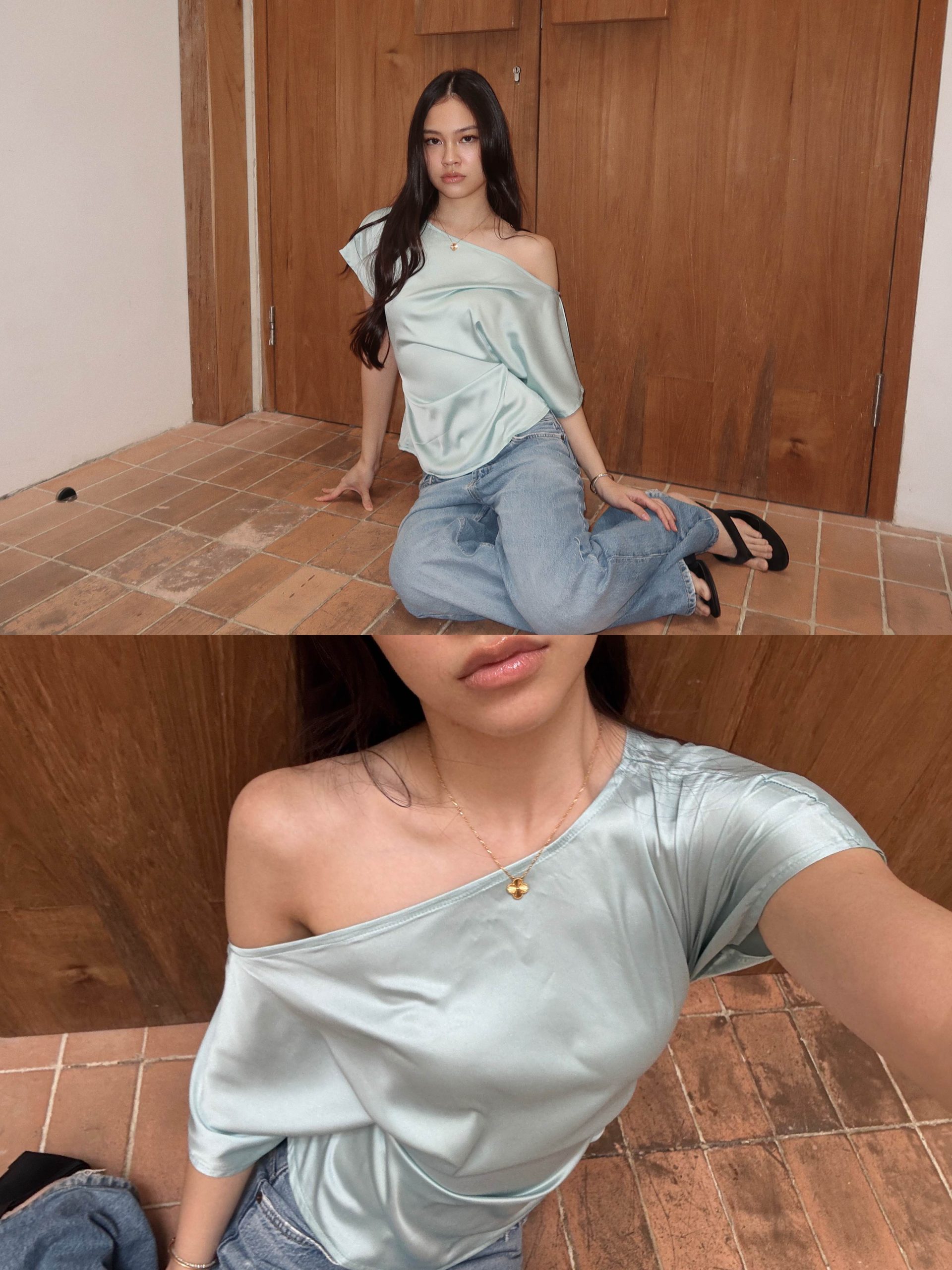 Satin Offshoulder Top